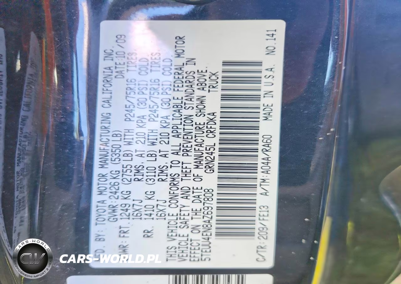 2010 Toyota Tacoma Access Cab VIN:5TEUU4EN8AZ697808 - 12