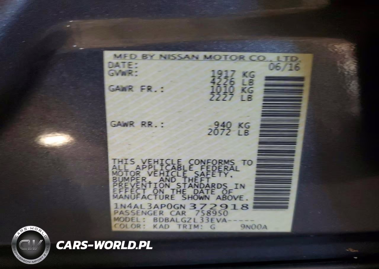 2016 Nissan Altima 2.5 S VIN:1N4AL3AP0GN372918 - 12
