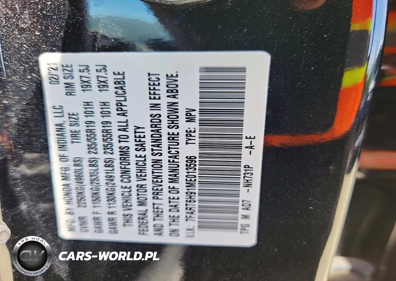 2021 Honda Cr-V Touring VIN:7FART6H91ME013596 - 13