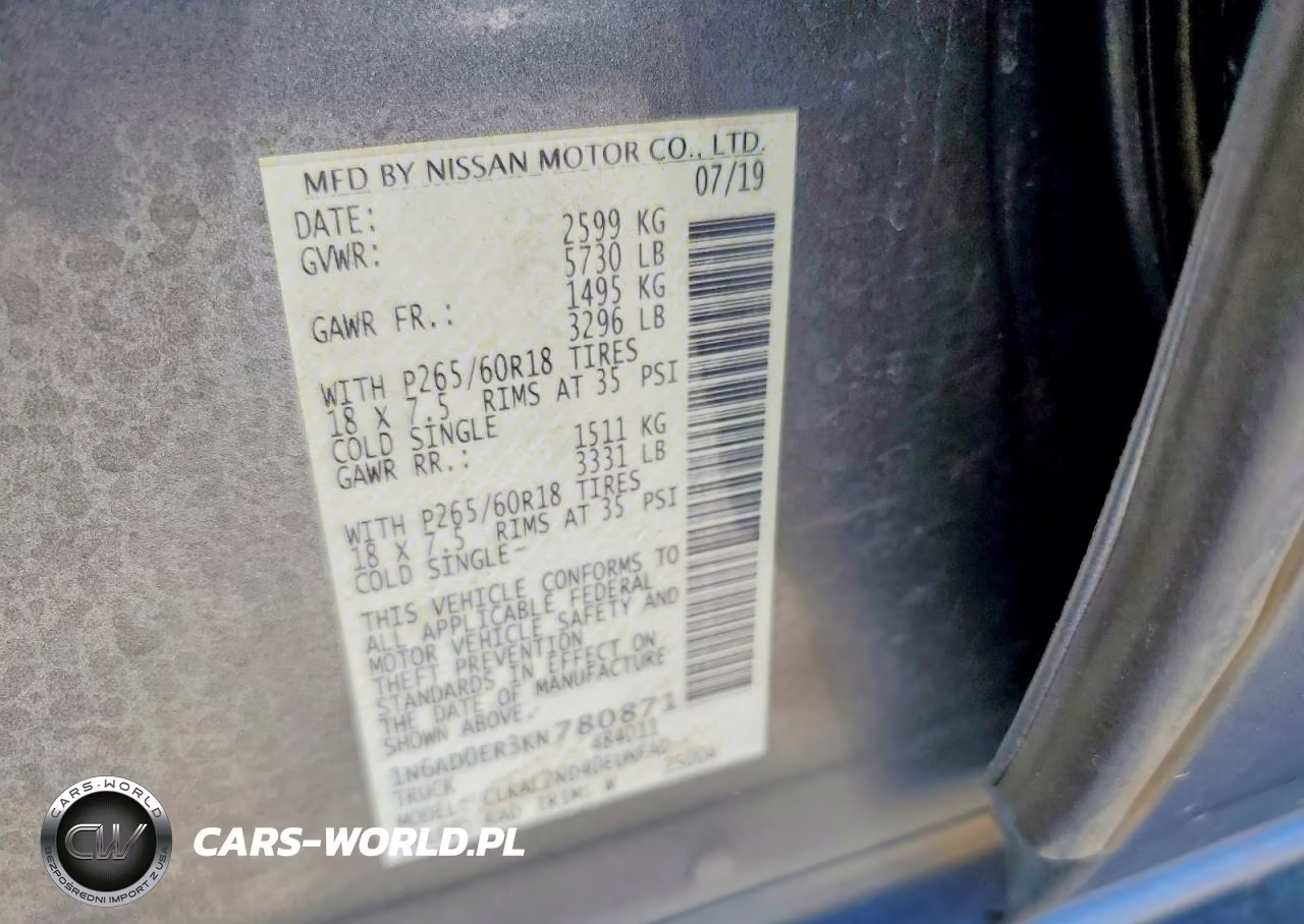 2019 Nissan Frontier Sv VIN:1N6AD0ER3KN780871 - 12
