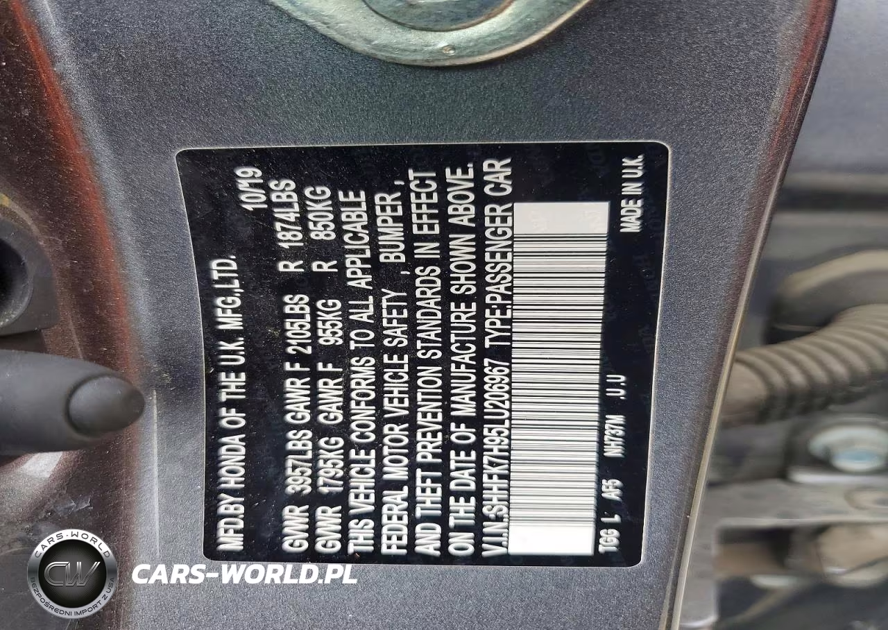 2020 Honda Civic Sport Touring VIN:SHHFK7H95LU206967 - 13