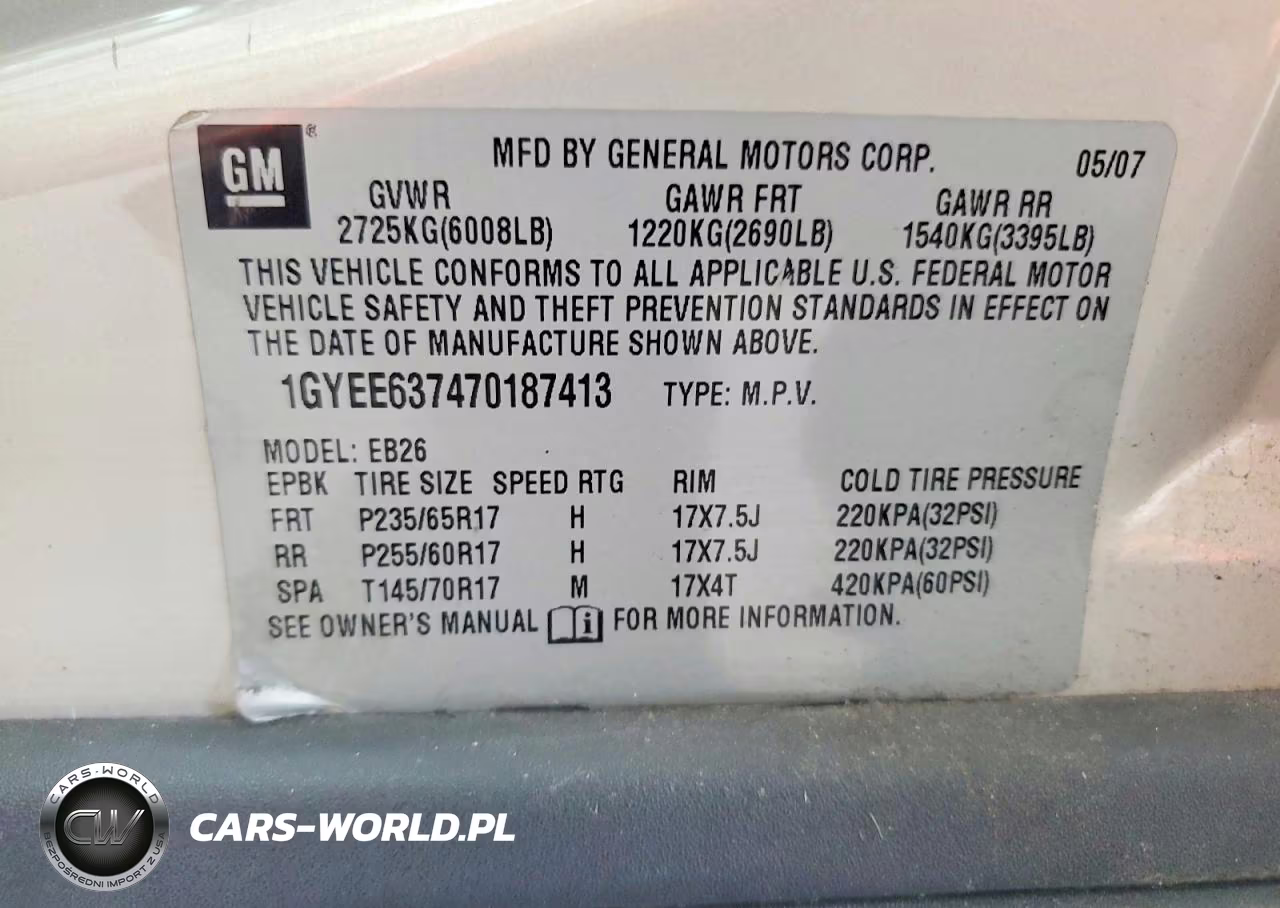 2007 Cadillac Srx VIN:1GYEE637470187413 - 13