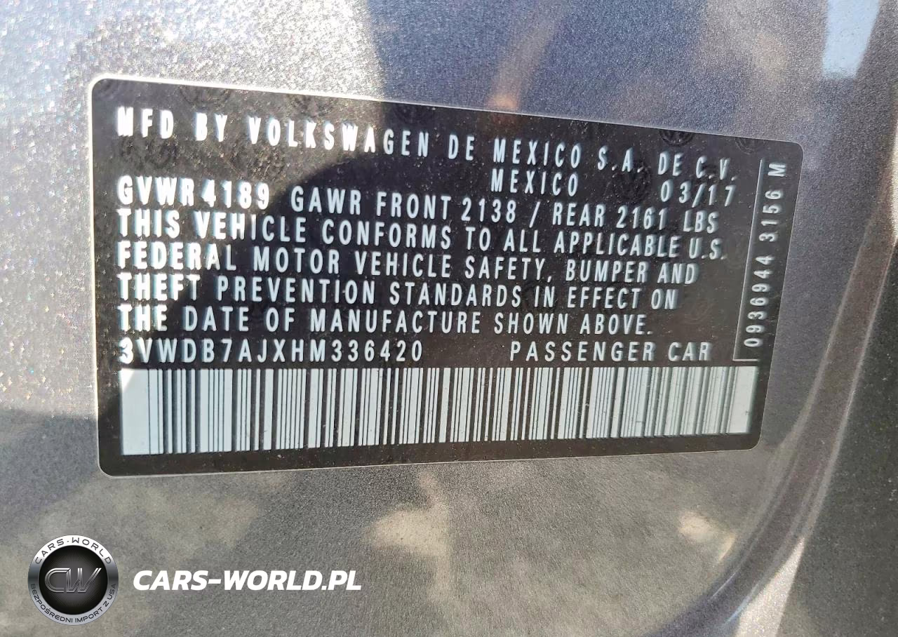 2017 Volkswagen Jetta Se VIN:3VWDB7AJXHM336420 - 12