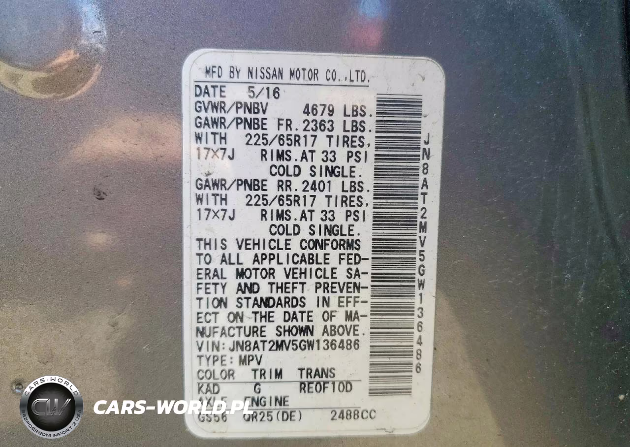 2016 Nissan Rogue Sv VIN:JN8AT2MV5GW136486 - 14