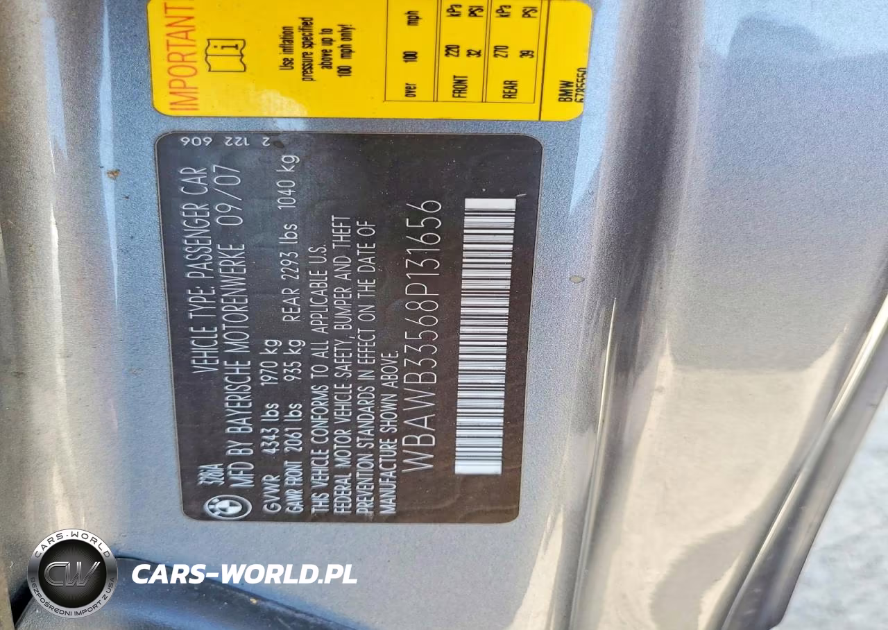 2008 BMW 328 I VIN:WBAWB33568P131656 - 12
