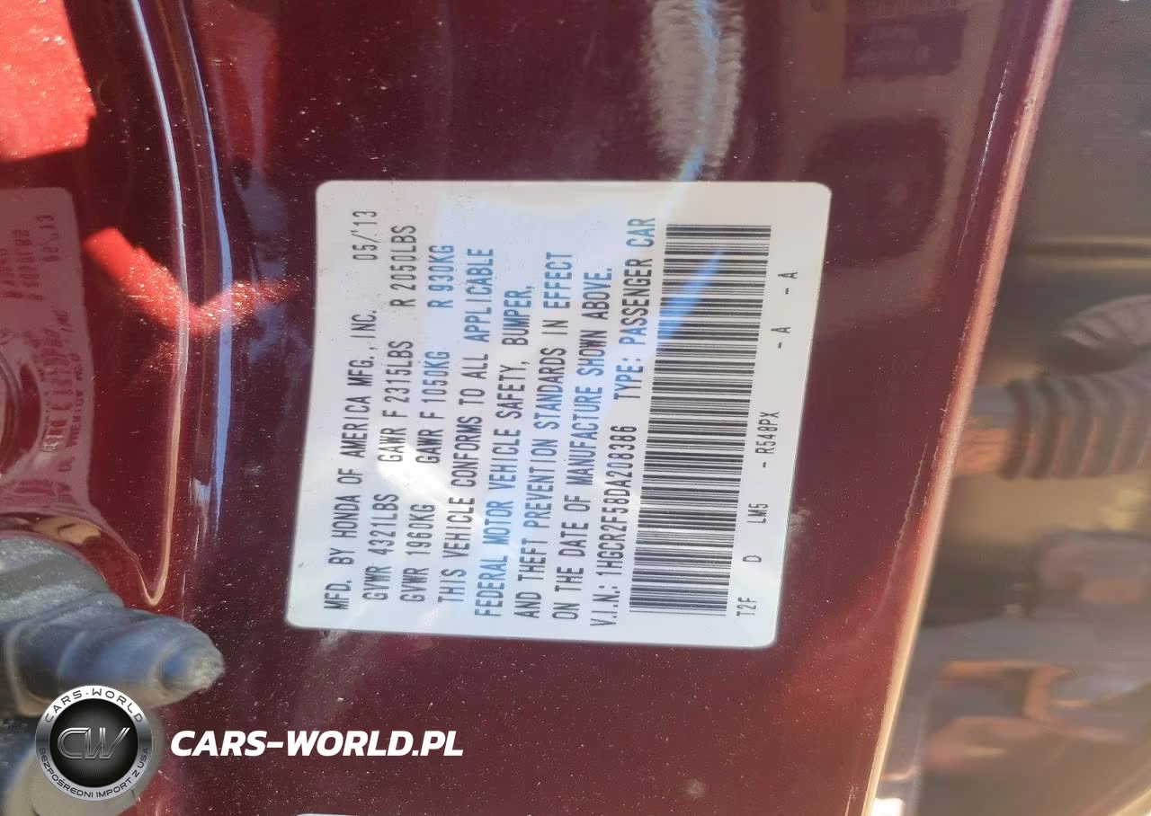 2013 Honda Accord Sport VIN:1HGCR2F58DA208386 - 12