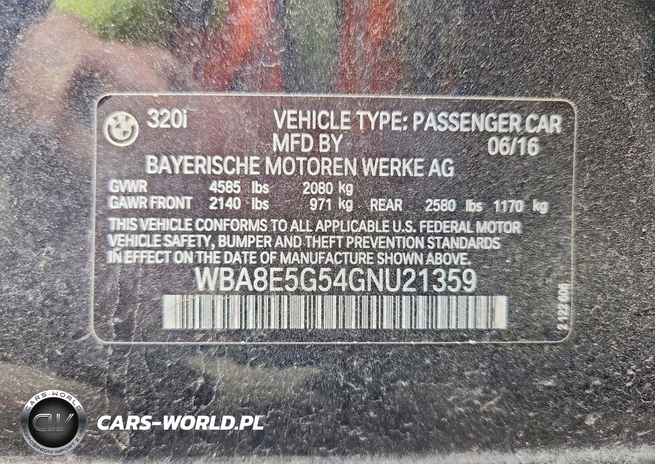2016 BMW 320 Xi VIN:WBA8E5G54GNU21359 - 12