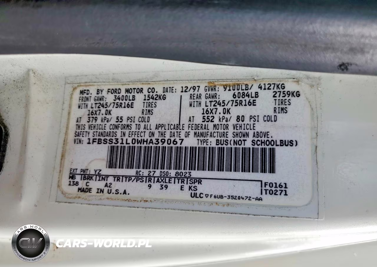 1998 Ford Econoline E350 Super Duty VIN:1FBSS31L0WHA39067 - 14