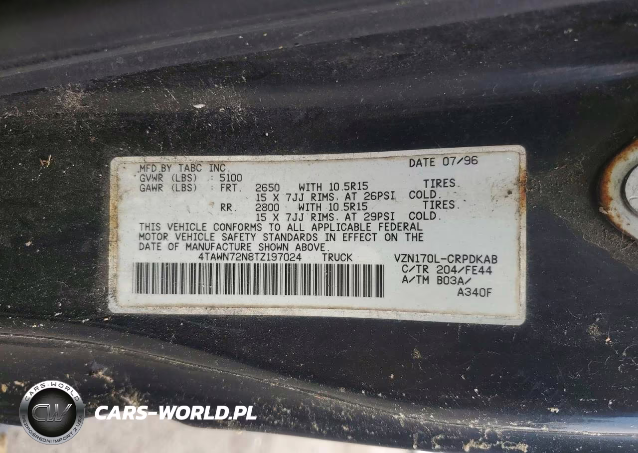 1996 Toyota Tacoma Xtracab VIN:4TAWN72N8TZ197024 - 12
