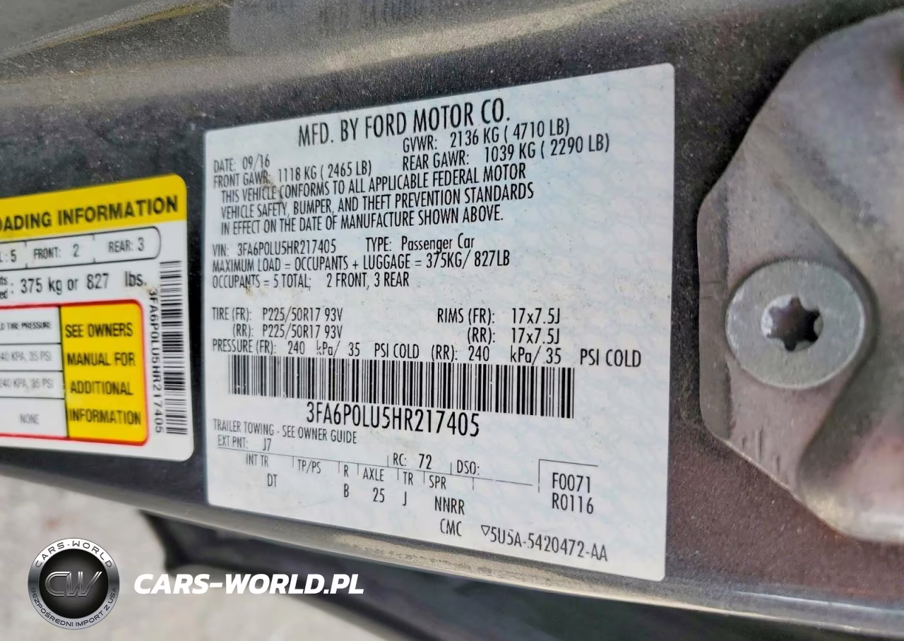 2017 Ford Fusion Se Hybrid VIN:3FA6P0LU5HR217405 - 12