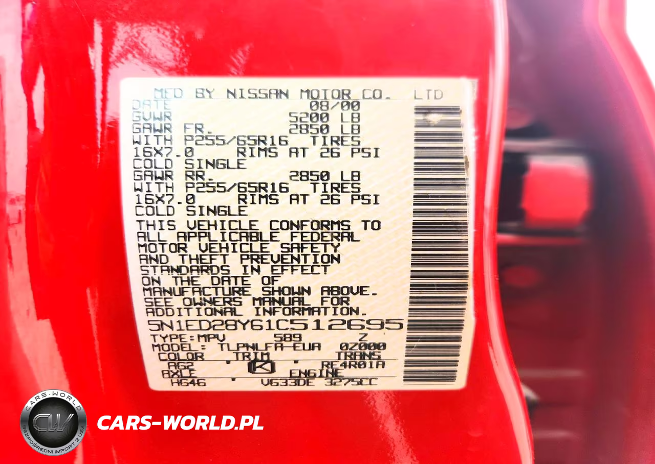 2001 Nissan Xterra Xe-V6 VIN:5N1ED28Y61C512695 - 12