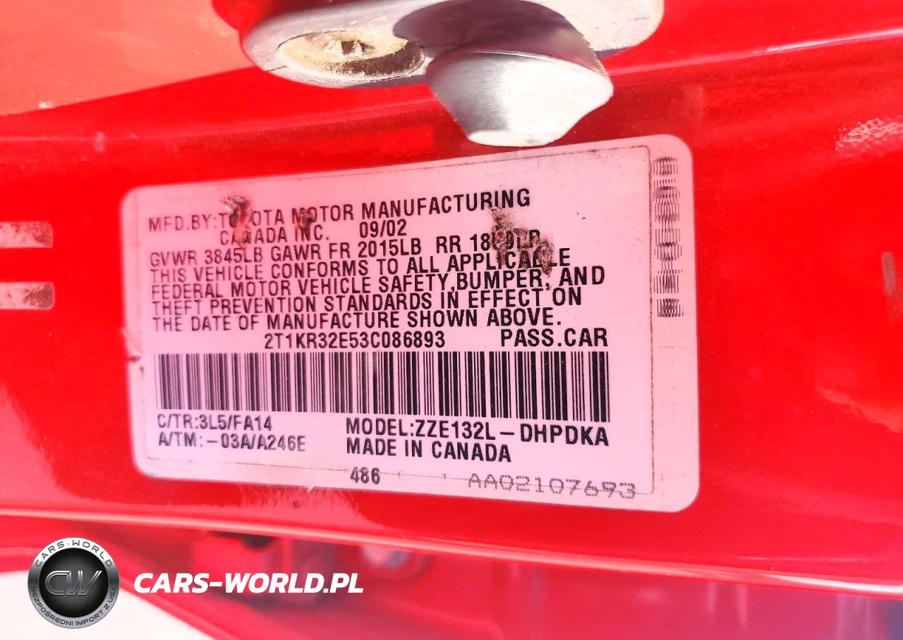2003 Toyota Corolla Matrix Xr VIN:2T1KR32E53C086893 - 12