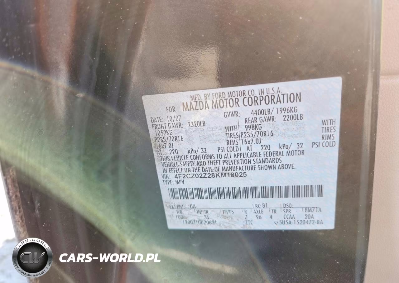 2008 Mazda Tribute I VIN:4F2CZ02Z28KM18025 - 13