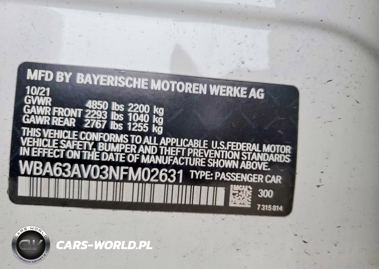 2022 BMW 430I Gran Coupe VIN:WBA63AV03NFM02631 - 13