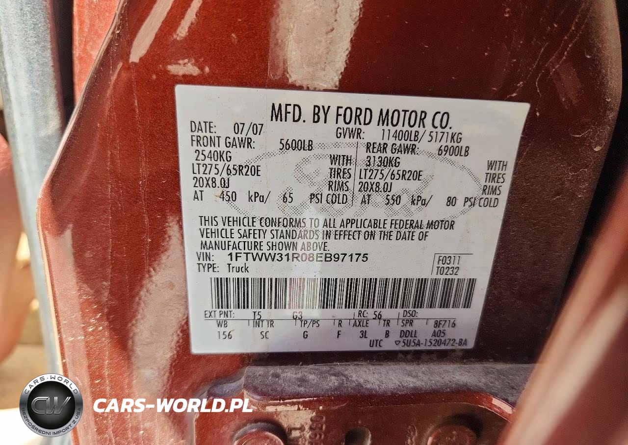 2008 Ford F350 Srw Super Duty VIN:1FTWW31R08EB97175 - 12