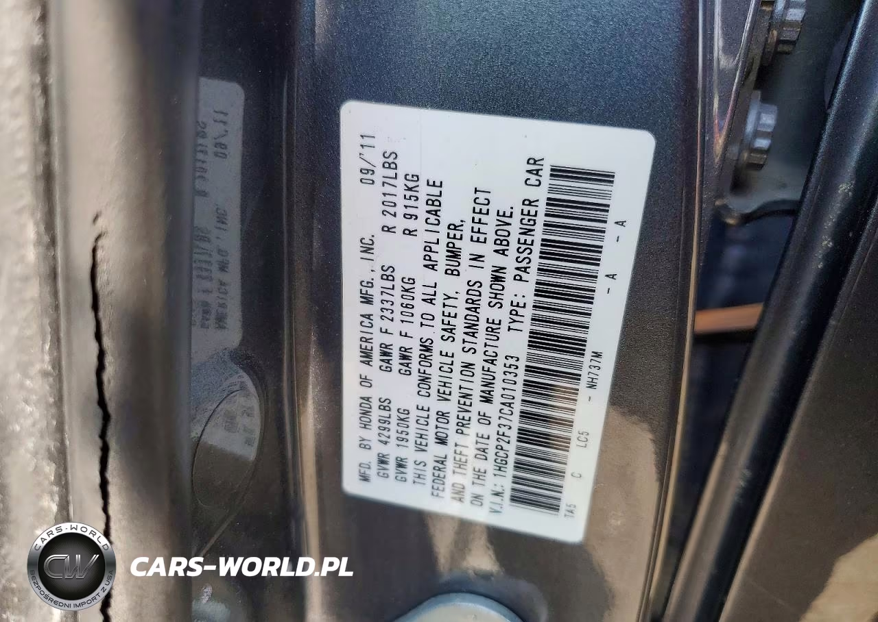 2012 Honda Accord Lx VIN:1HGCP2F37CA010353 - 13