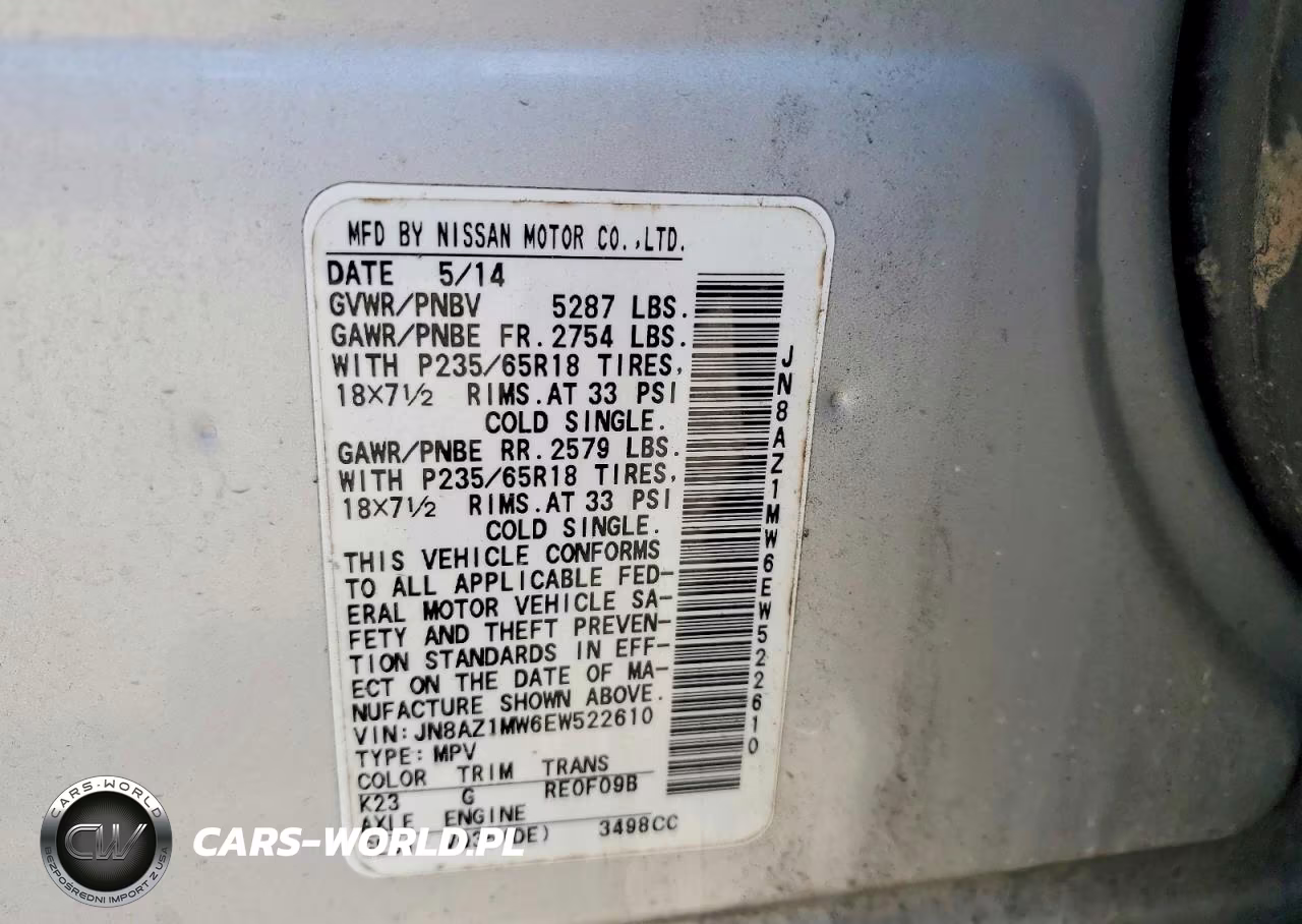 2014 Nissan Murano S VIN:JN8AZ1MW6EW522610 - 13