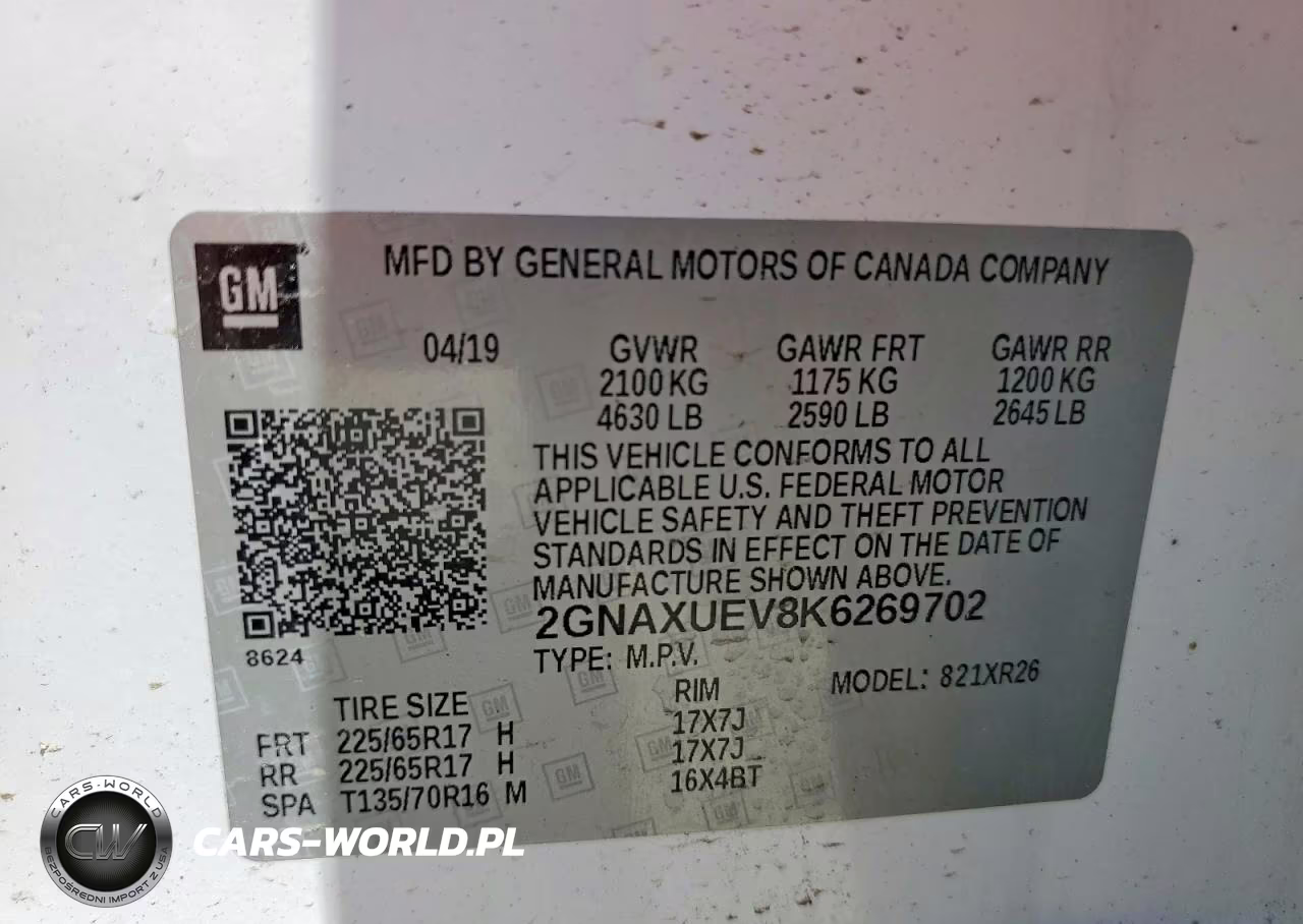 2019 Chevrolet Equinox Lt VIN:2GNAXUEV8K6269702 - 13