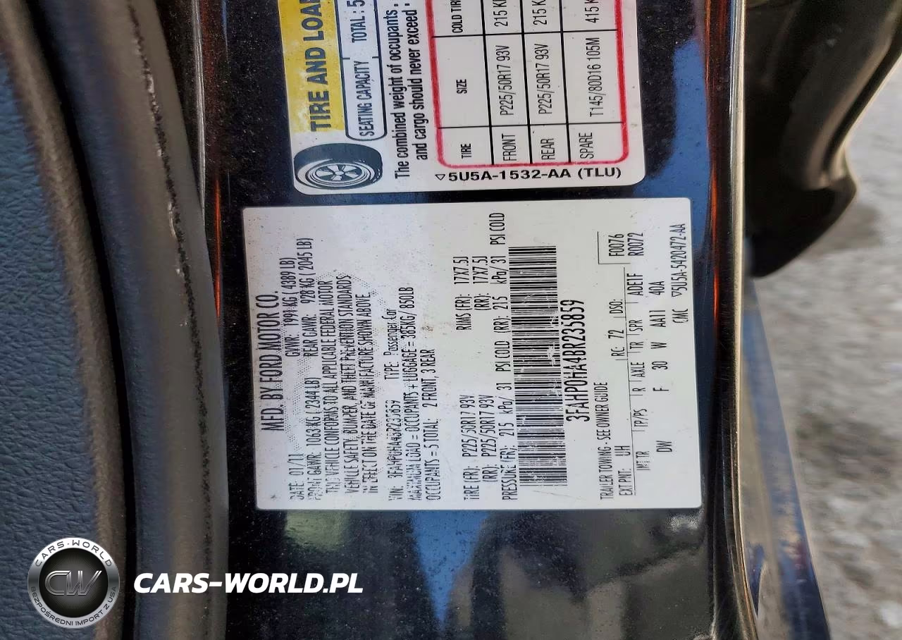 2011 Ford Fusion Se VIN:3FAHP0HA4BR235859 - 12