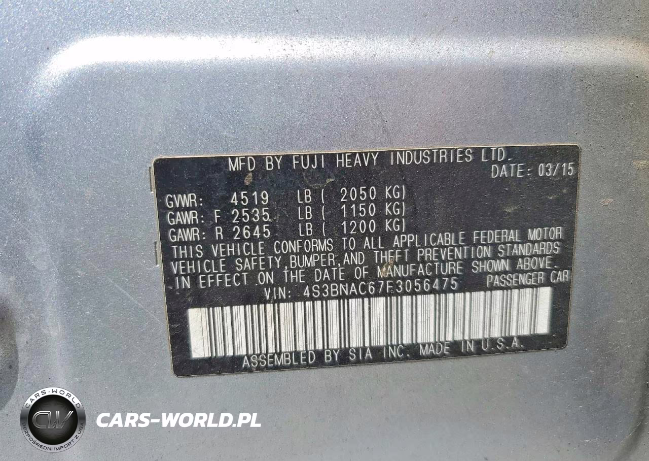 2015 Subaru Legacy 2.5I Premium VIN:4S3BNAC67F3056475 - 12