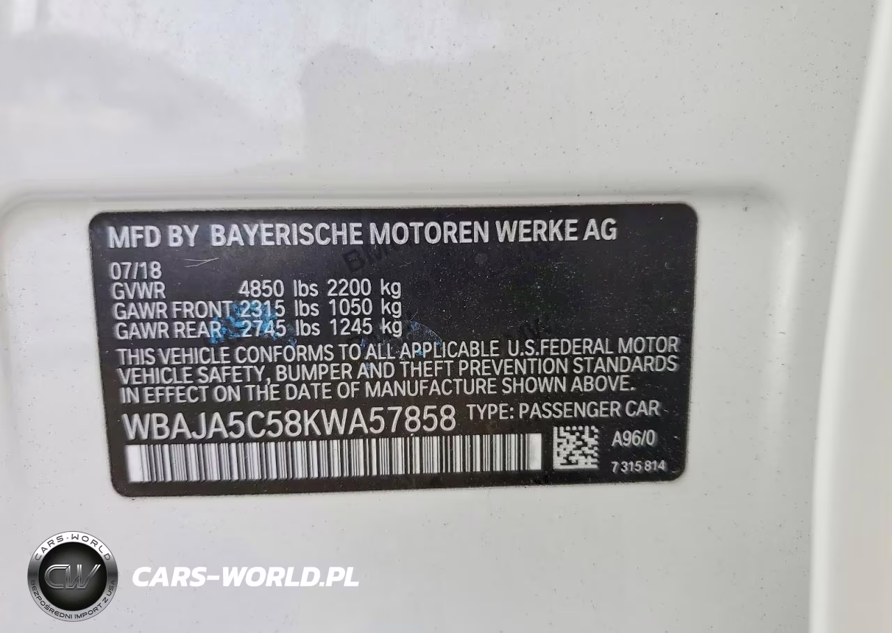2019 BMW 530 I VIN:WBAJA5C58KWA57858 - 12