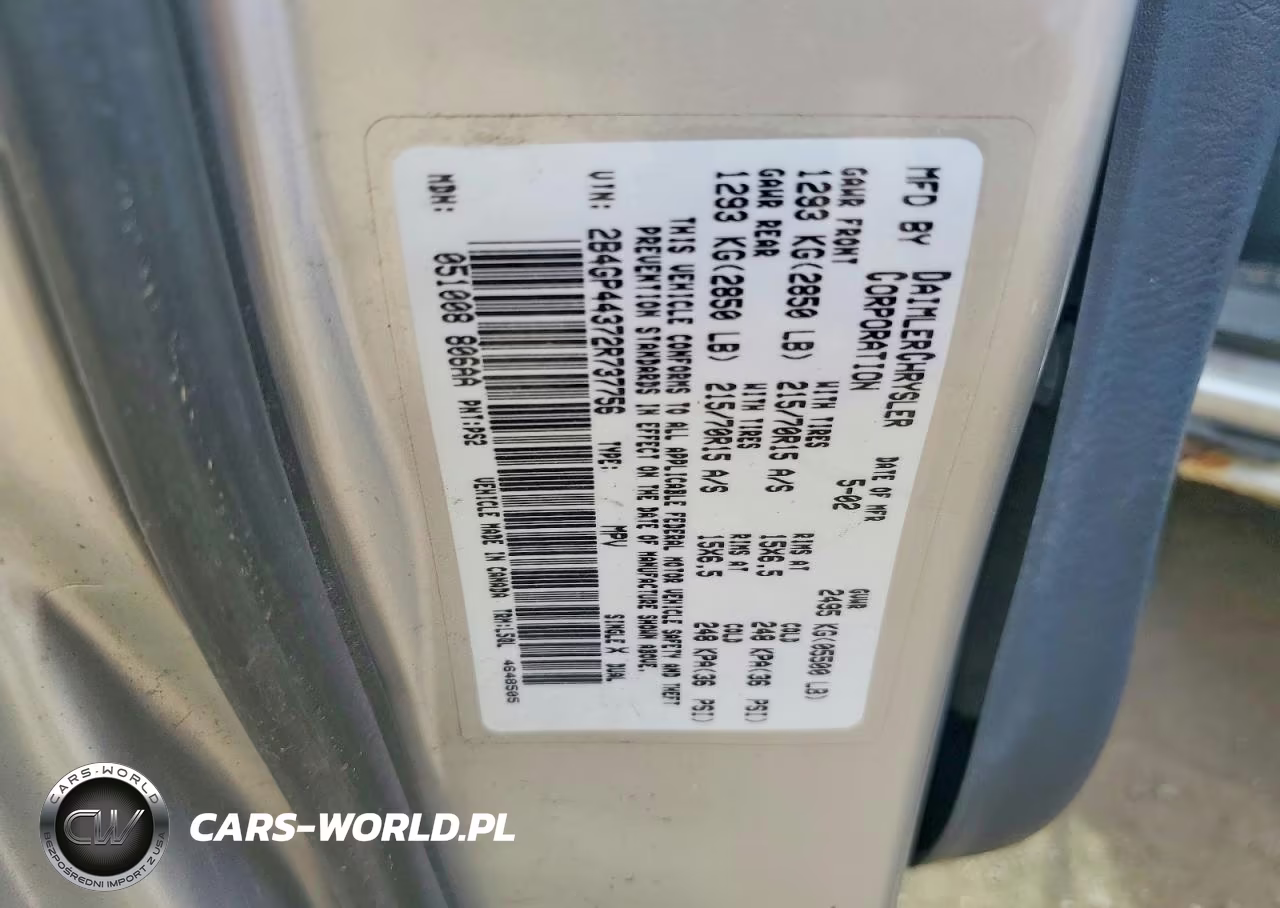 2002 Dodge Grand Caravan Sport VIN:2B4GP44372R737756 - 12