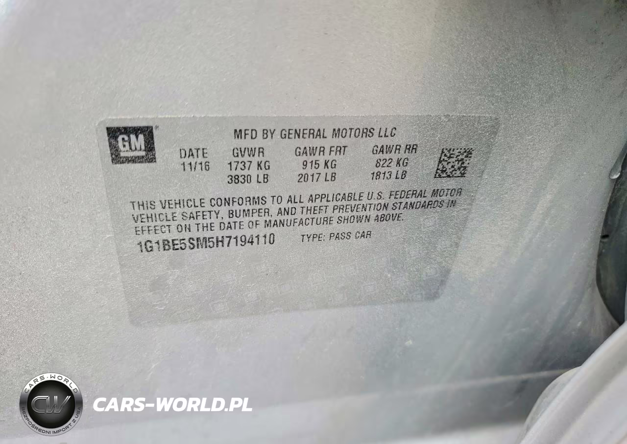 2017 Chevrolet Cruze Lt VIN:1G1BE5SM5H7194110 - 12