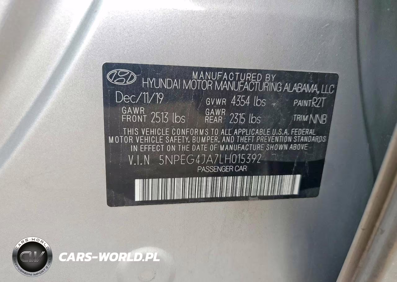 2020 Hyundai Sonata Se VIN:5NPEG4JA7LH015392 - 12