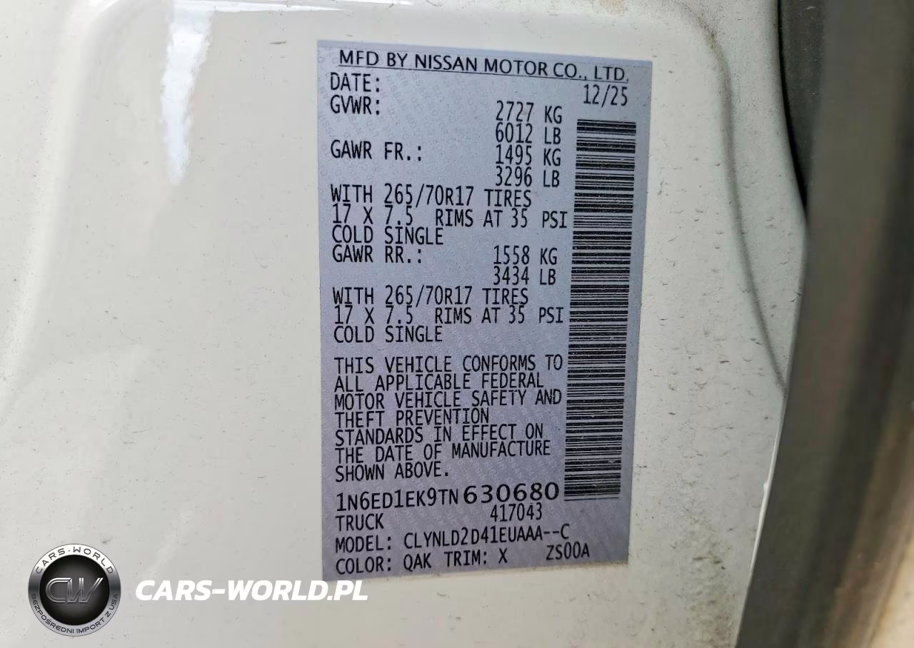 2026 Nissan Frontier Pro-4X VIN:1N6ED1EK9TN630680 - 12