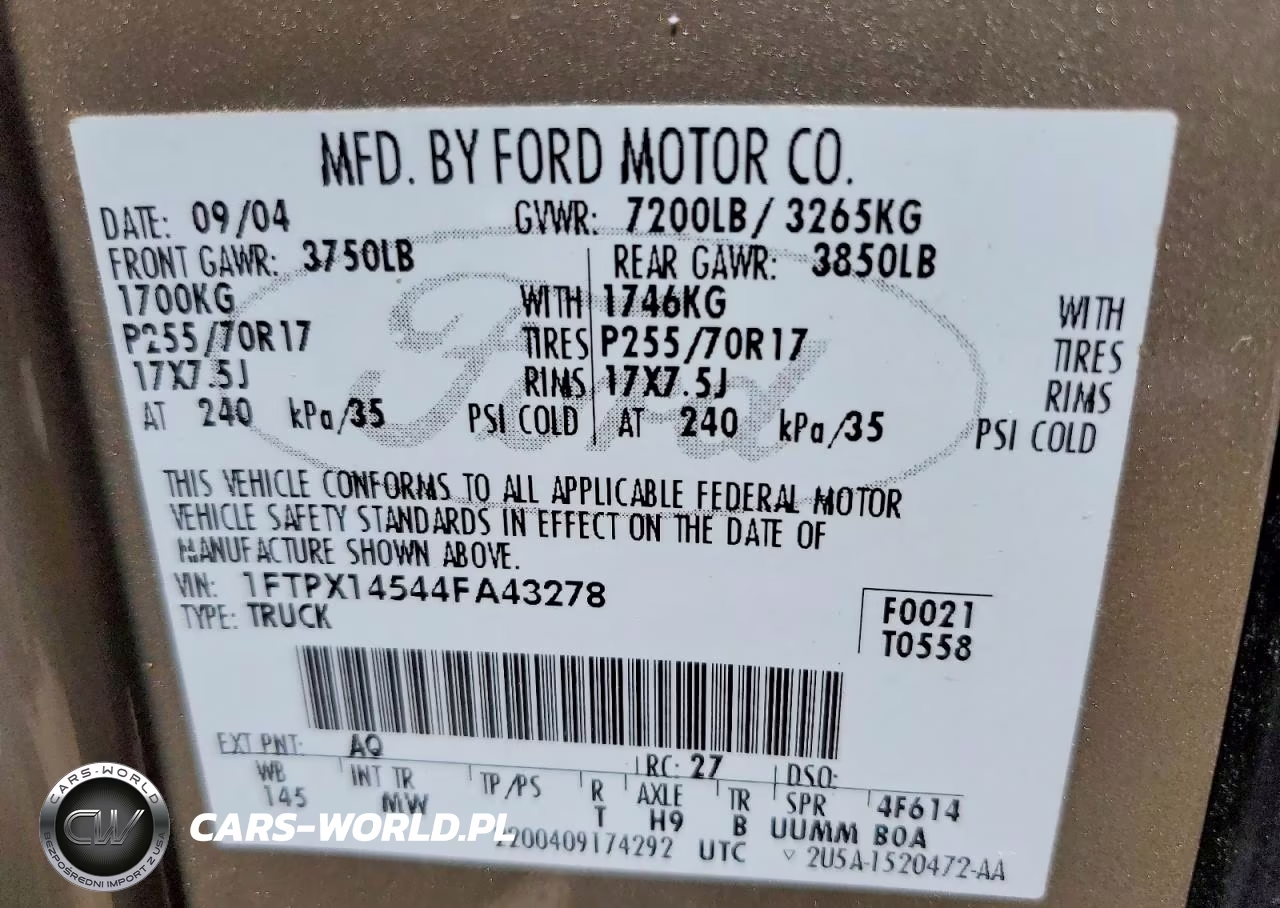 2004 Ford F150 VIN:1FTPX14544FA43278 - 12
