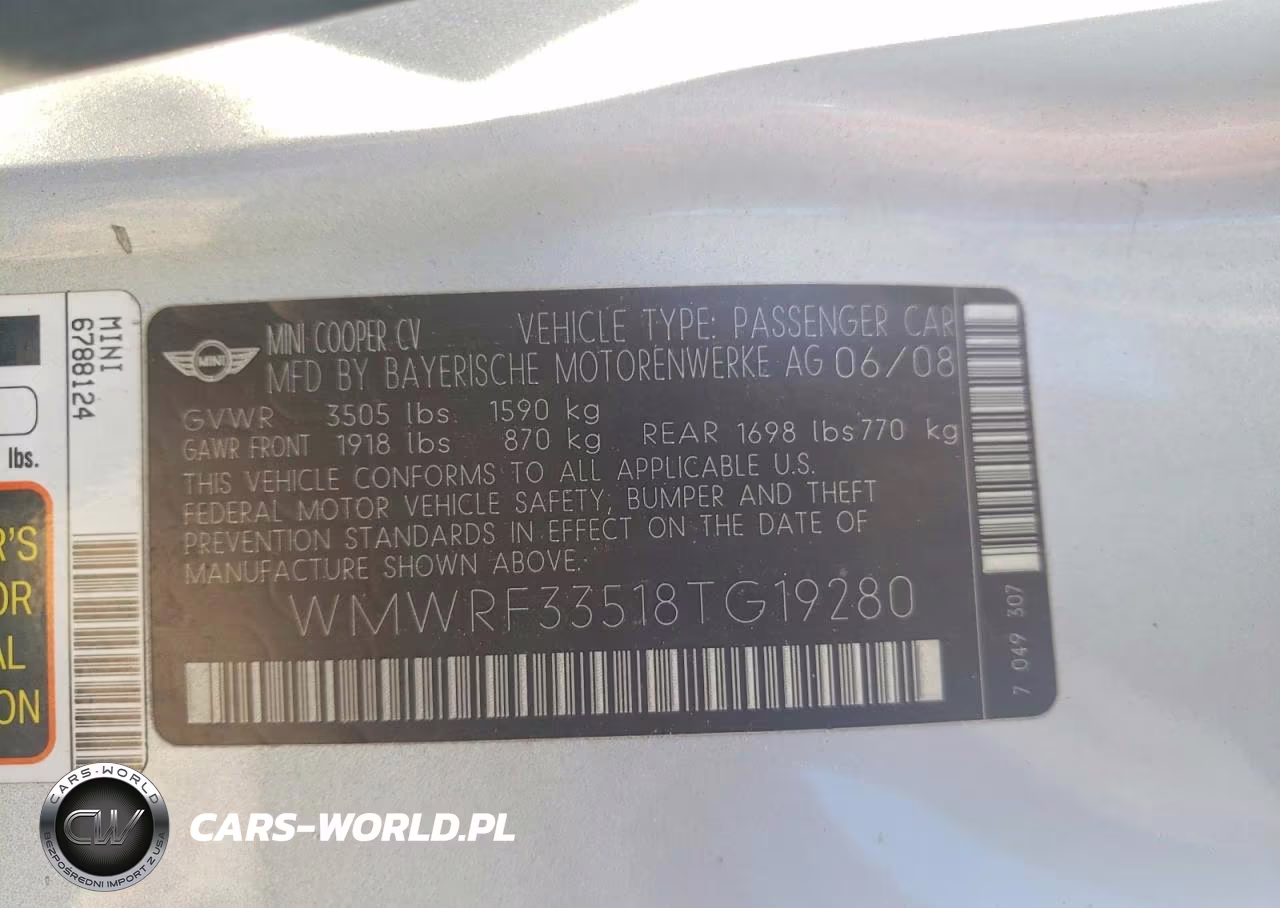 2008 Mini Cooper VIN:WMWRF33518TG19280 - 12