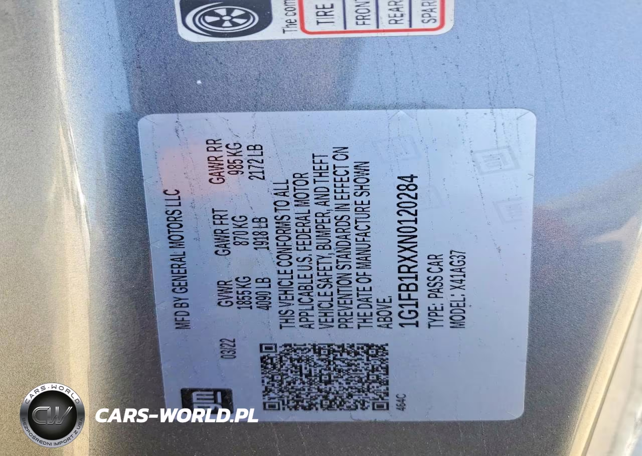 2022 Chevrolet Camaro Ls VIN:1G1FB1RXXN0120284 - 12