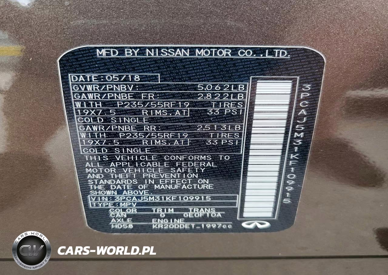 2019 Infiniti Qx50 Essential VIN:3PCAJ5M31KF109915 - 13