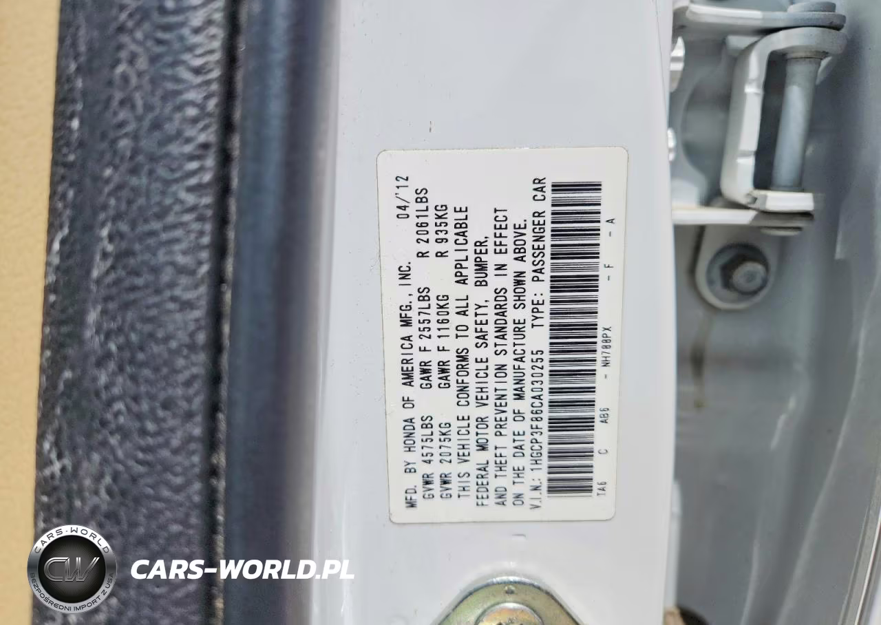 2012 Honda Accord Exl VIN:1HGCP3F86CA030255 - 12