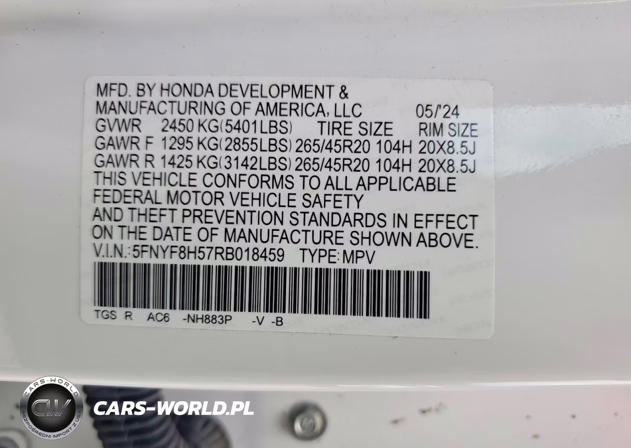 2024 Honda Passport Exl VIN:5FNYF8H57RB018459 - 13