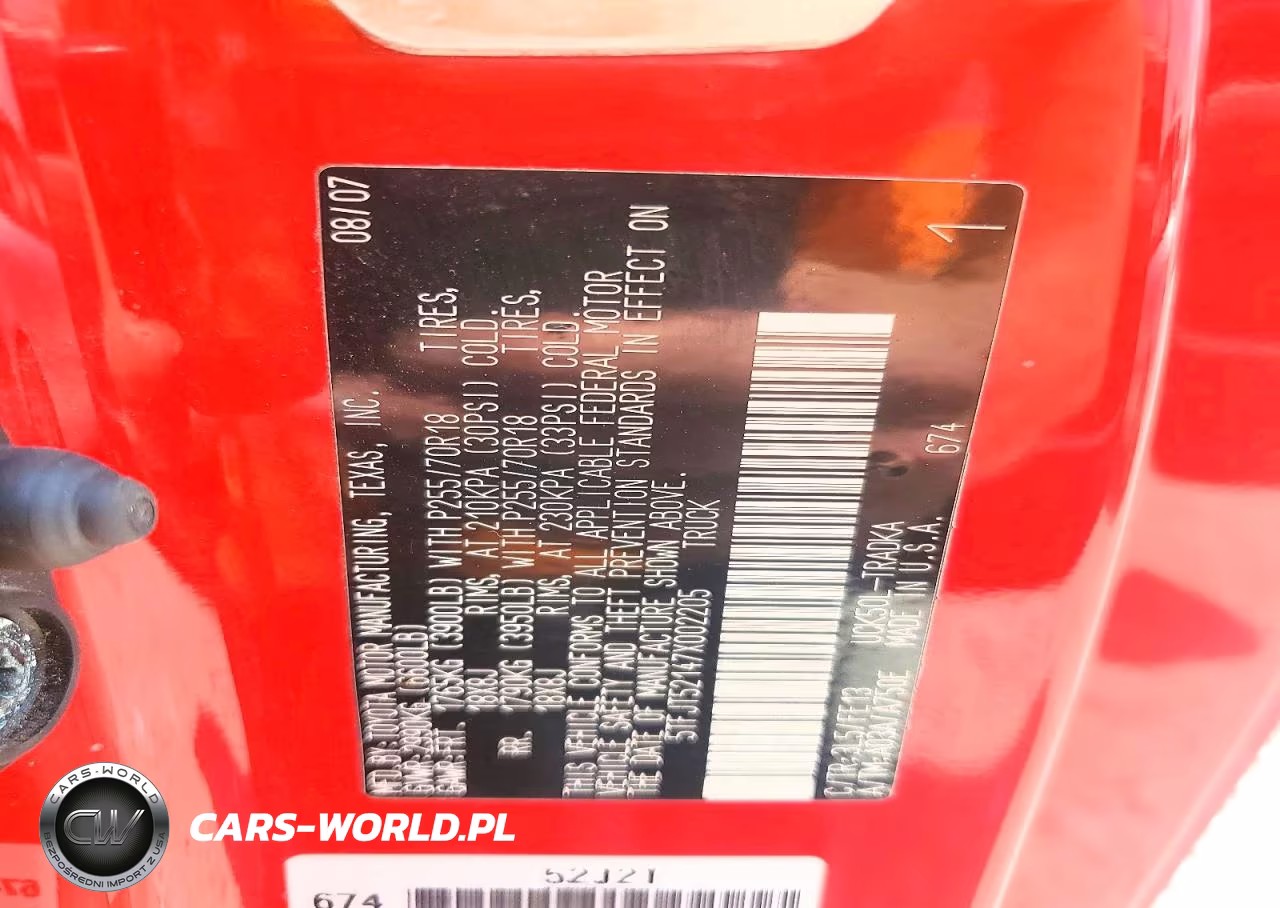 2007 Toyota Tundra Base VIN:5TFJT52147X002205 - 12
