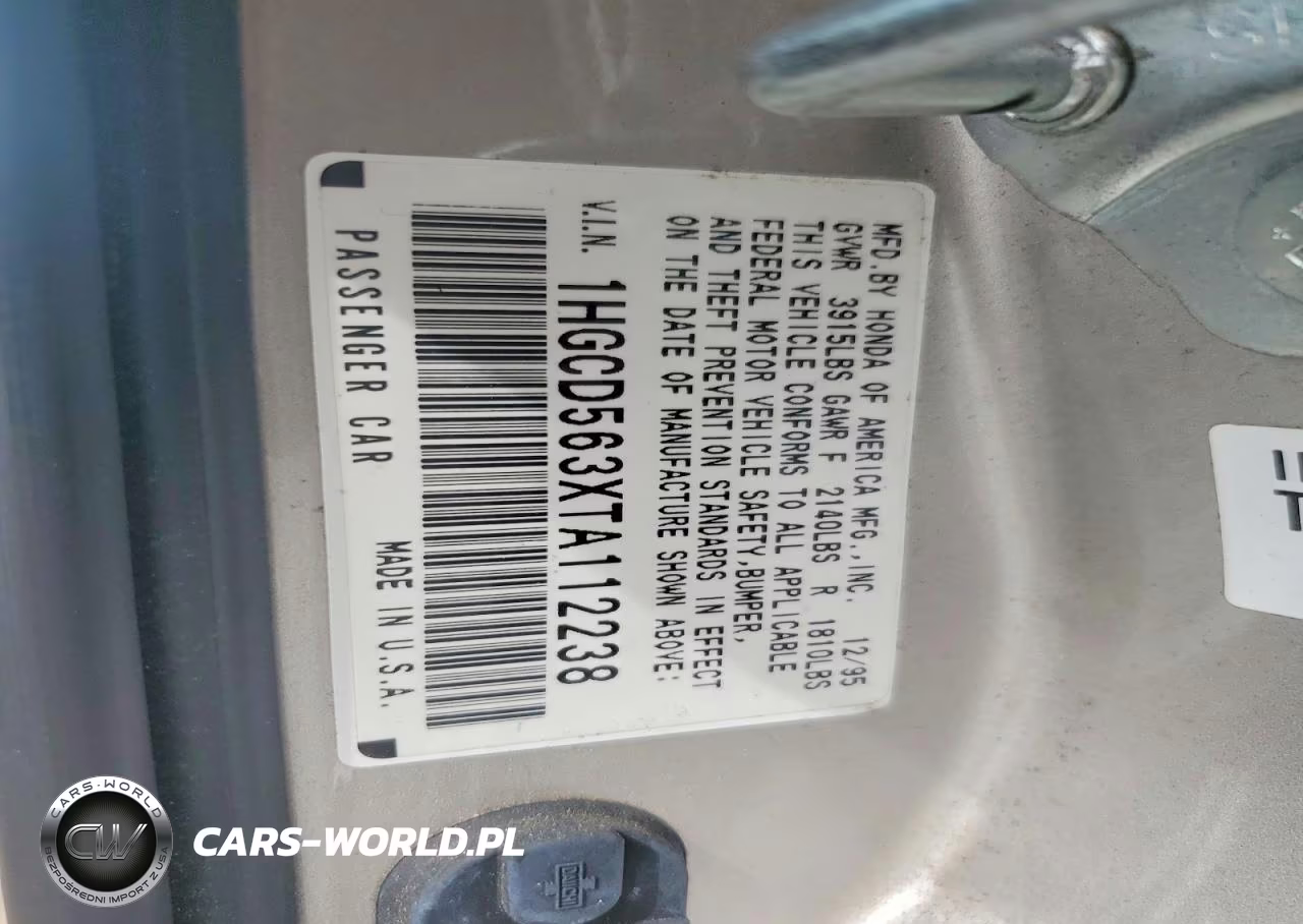 1996 Hond Accord VIN:1HGCD563XTA112238 - 12