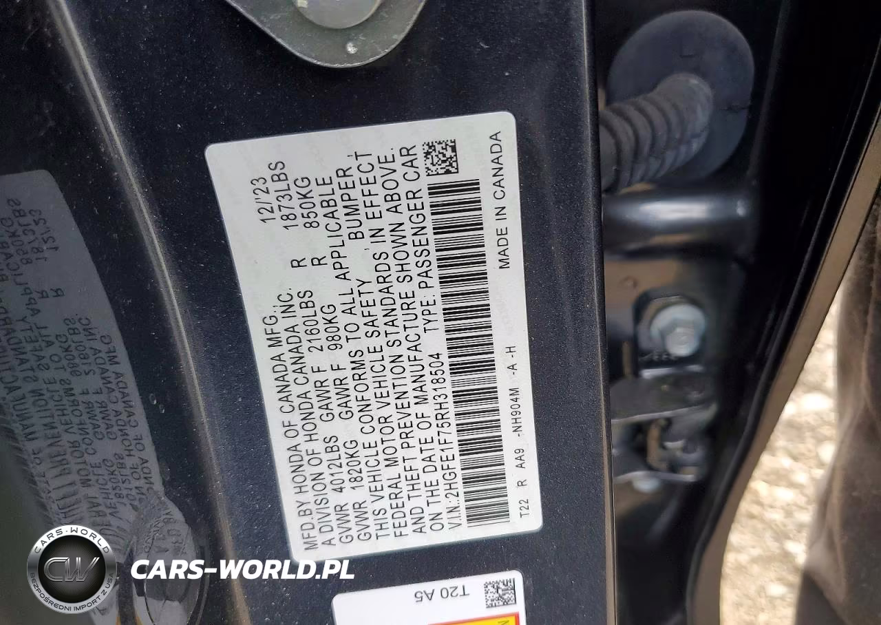 2024 Honda Civic Ex VIN:2HGFE1F75RH318504 - 12
