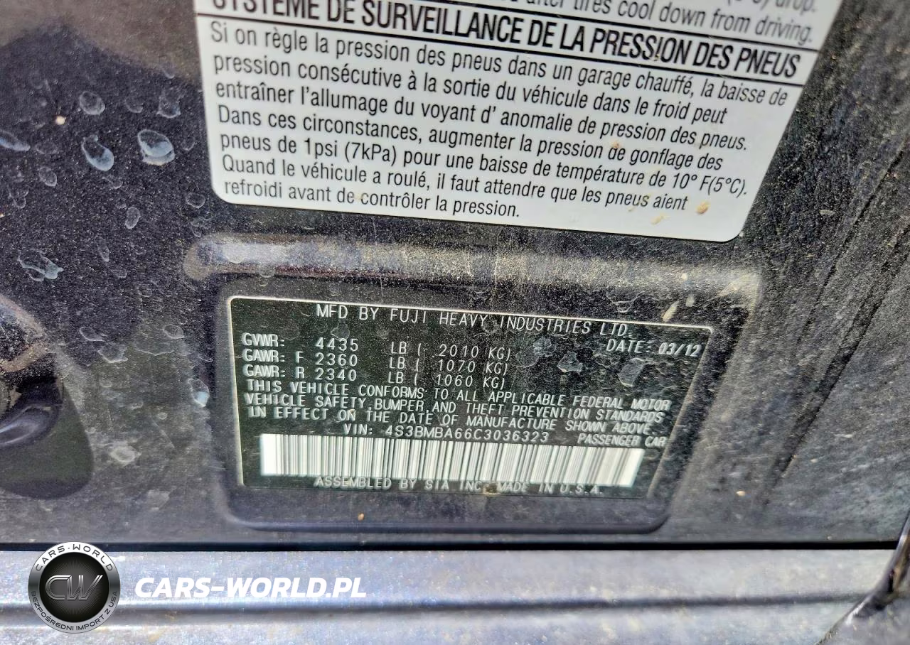 2012 Subaru Legacy 2.5I VIN:4S3BMBA66C3036323 - 13