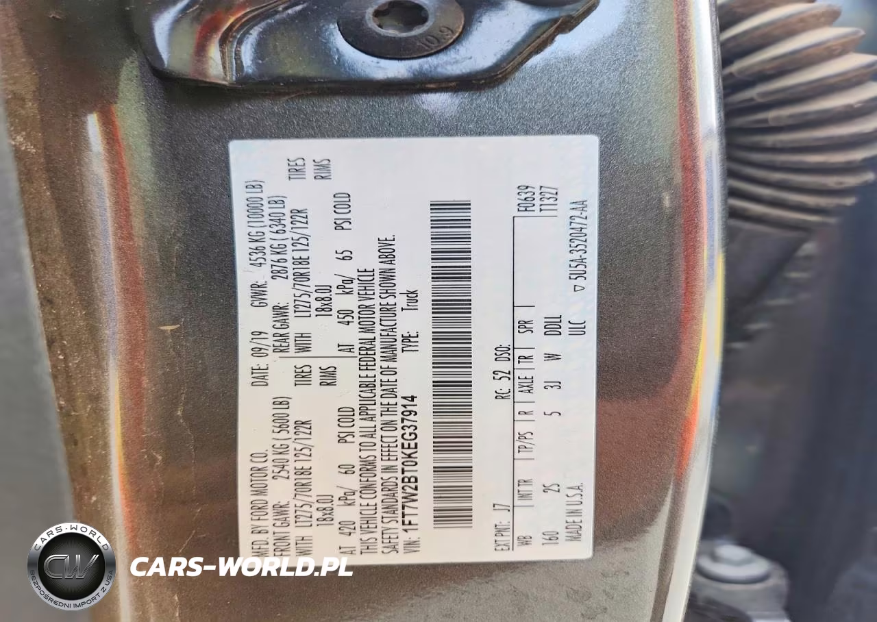 2019 Ford F250 Super Duty VIN:1FT7W2BT0KEG37914 - 12
