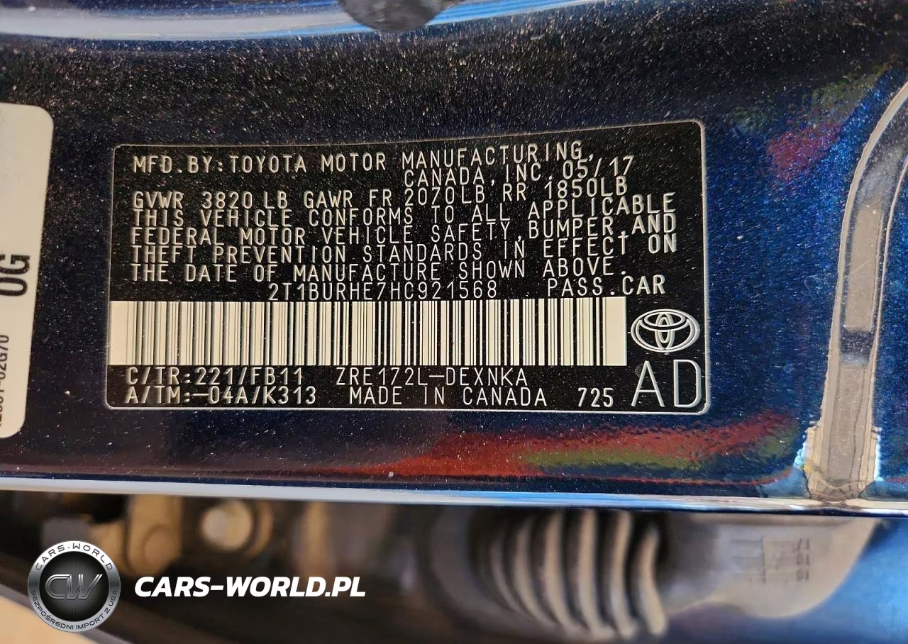2017 Toyota Corolla Le VIN:2T1BURHE7HC921568 - 12