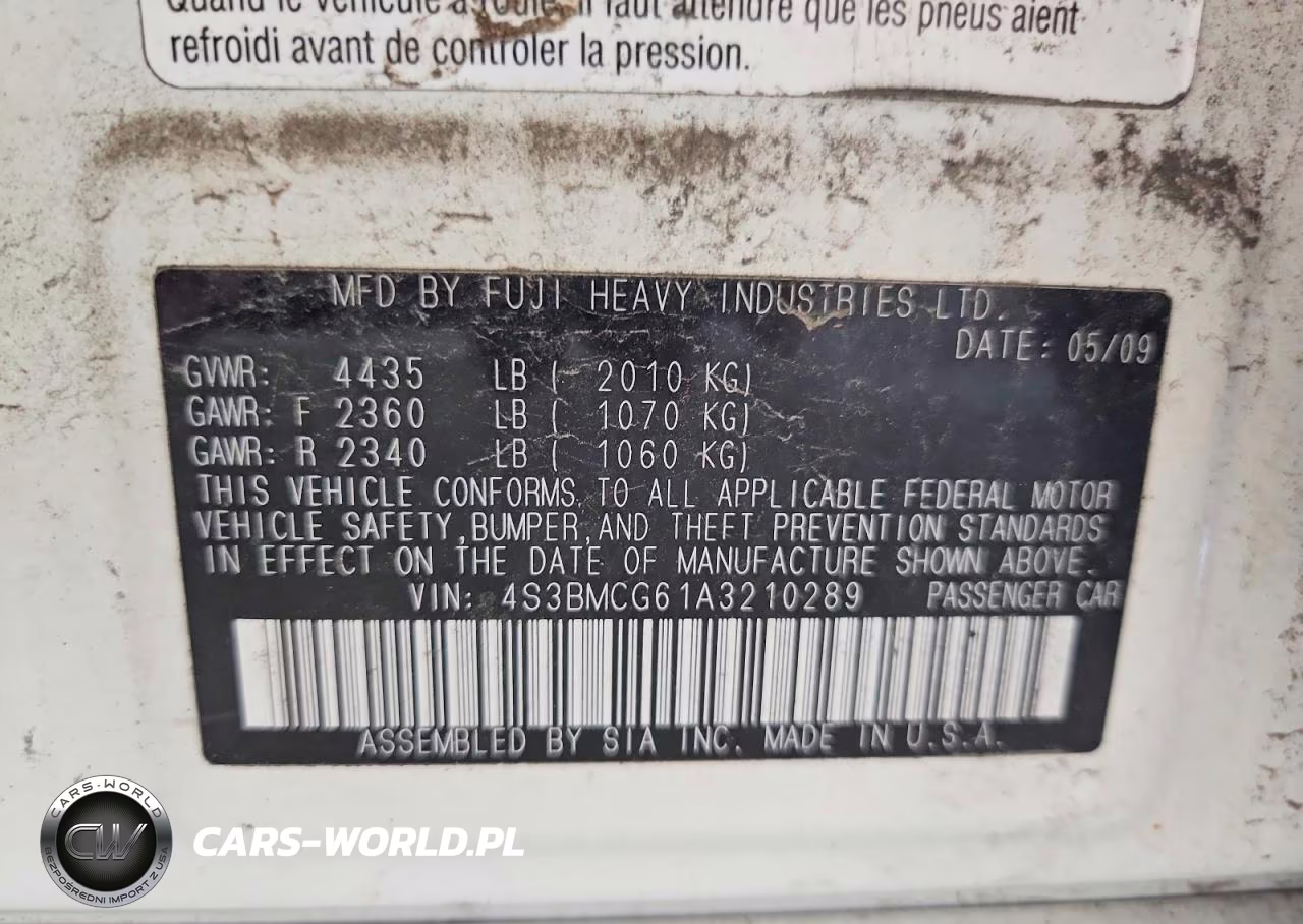 2010 Subaru Legacy 2.5I Premium VIN:4S3BMCG61A3210289 - 12