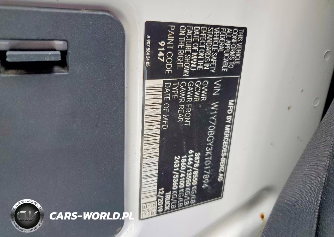 2019 Mercedes-Benz Sprinter 1500 VIN:W1Y70BGY3KT017894 - 12