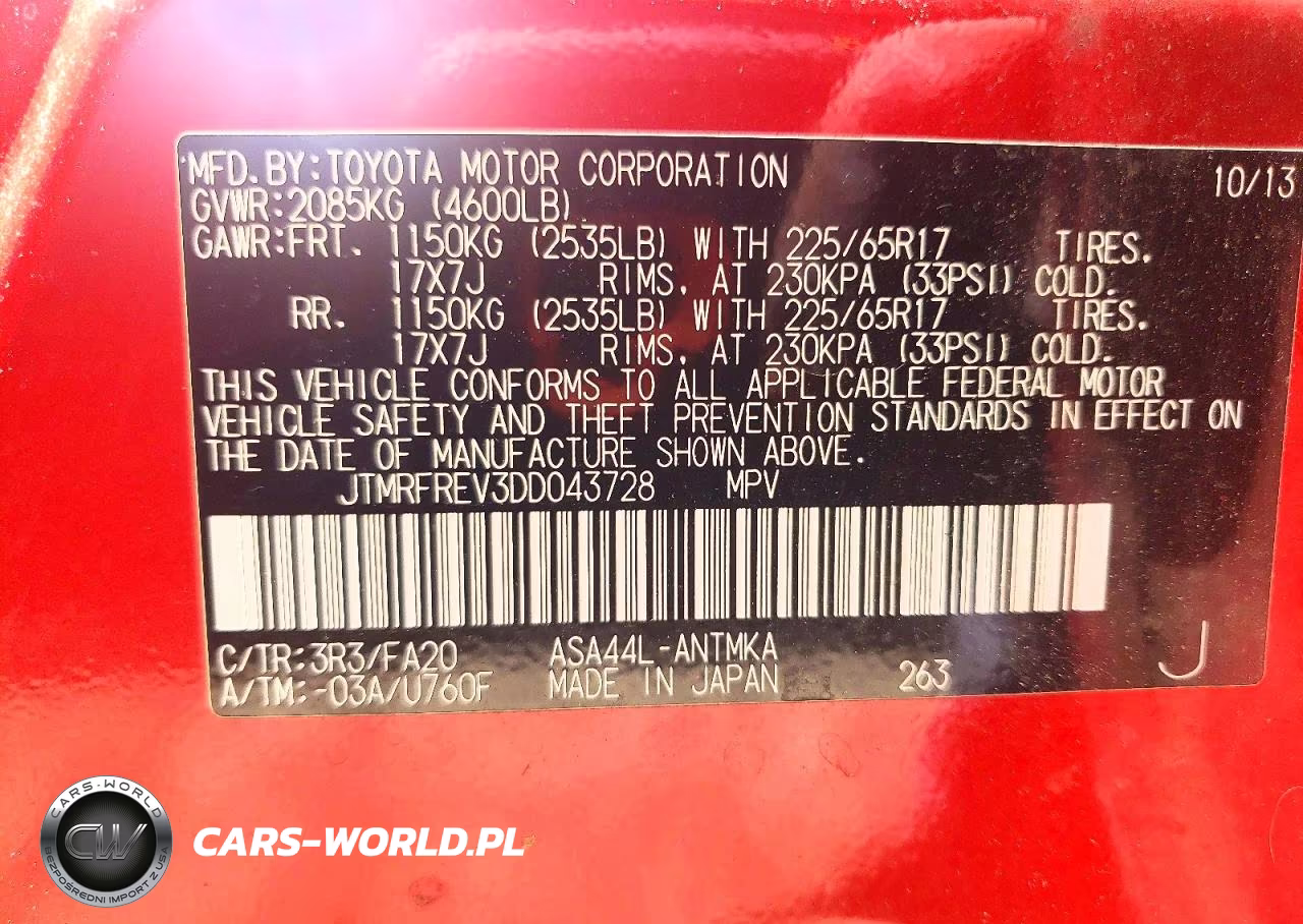 2013 Toyota Rav4 Xle VIN:JTMRFREV3DD043728 - 13