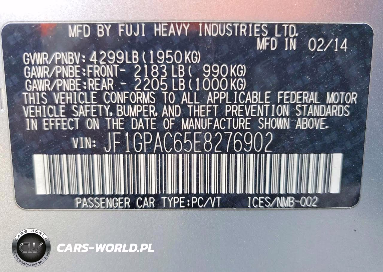 2014 Subaru Impreza Premium VIN:JF1GPAC65E8276902 - 13