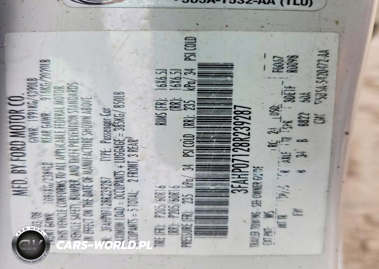 2008 Ford Fusion Se VIN:3FAHP07128R239287 - 12
