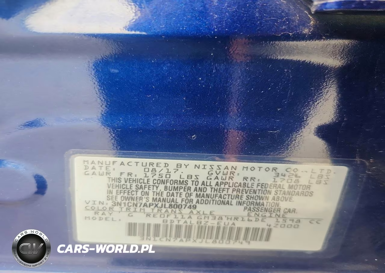 2018 Nissan Versa Sv VIN:3N1CN7APXJL800749 - 12