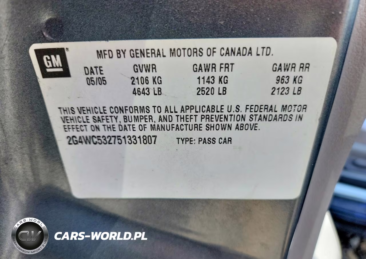 2005 BUICK LACROSSE CX VIN:2G4WC532751331807 - 12