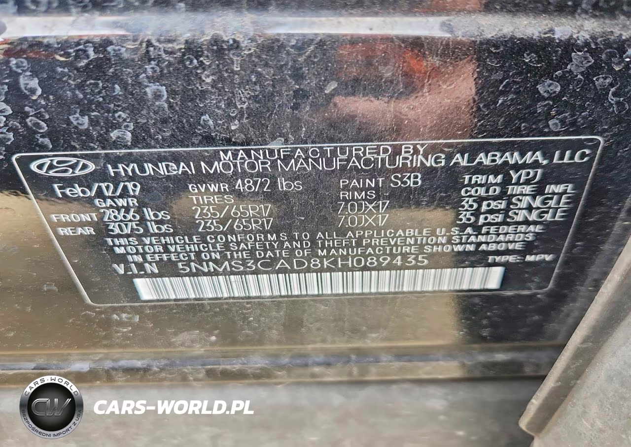 2019 Hyundai Santa Fe Sel 2.4L VIN:5NMS3CAD8KH089435 - 13