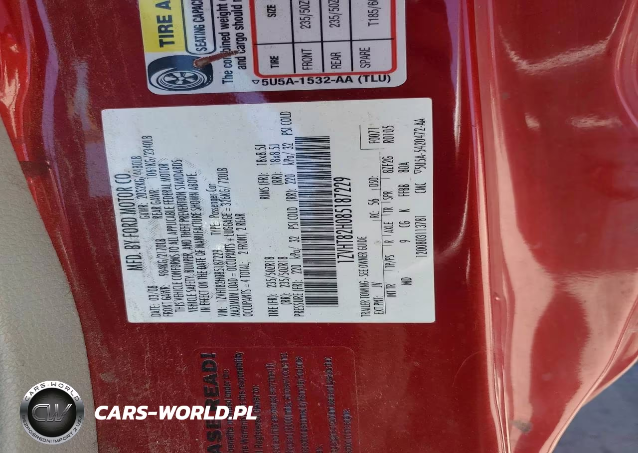 2008 Ford Mustang Gt VIN:1ZVHT82H085187229 - 12